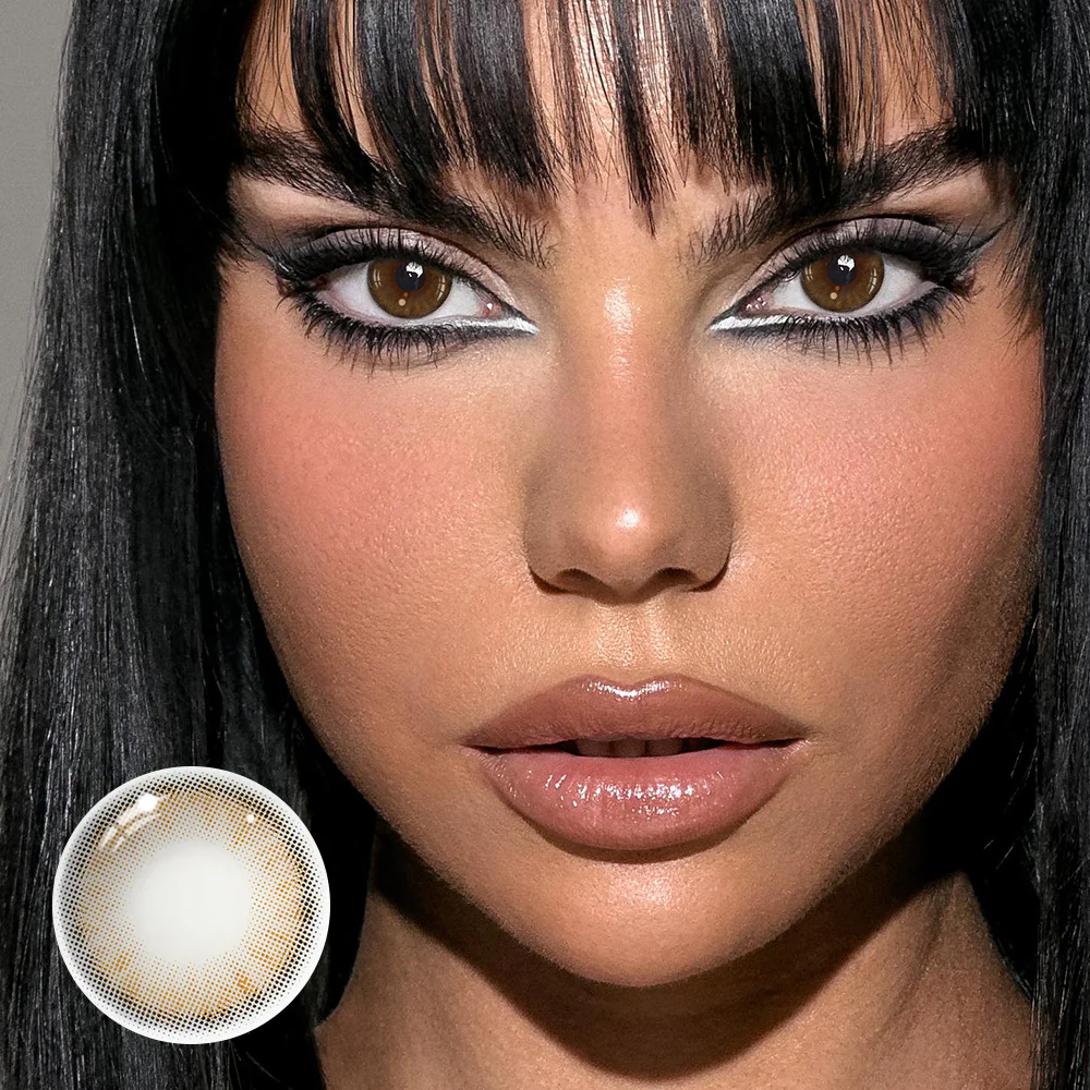Hinata Fresh Hazel Brown Prescription Colored Contact Lenses - Roseibase