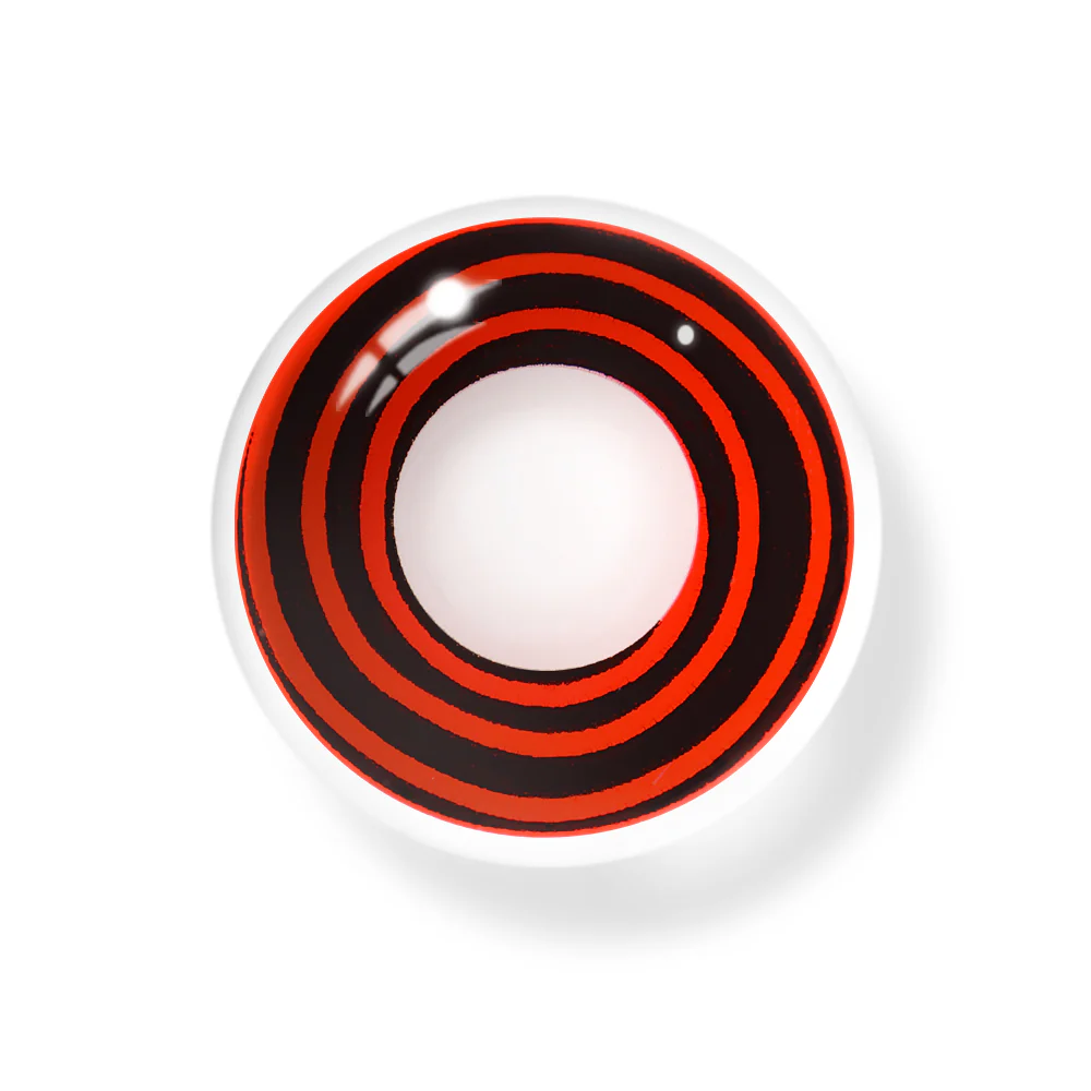 Cosplay Circle Line Curl Red Black Colored Contact Lenses - Roseibase