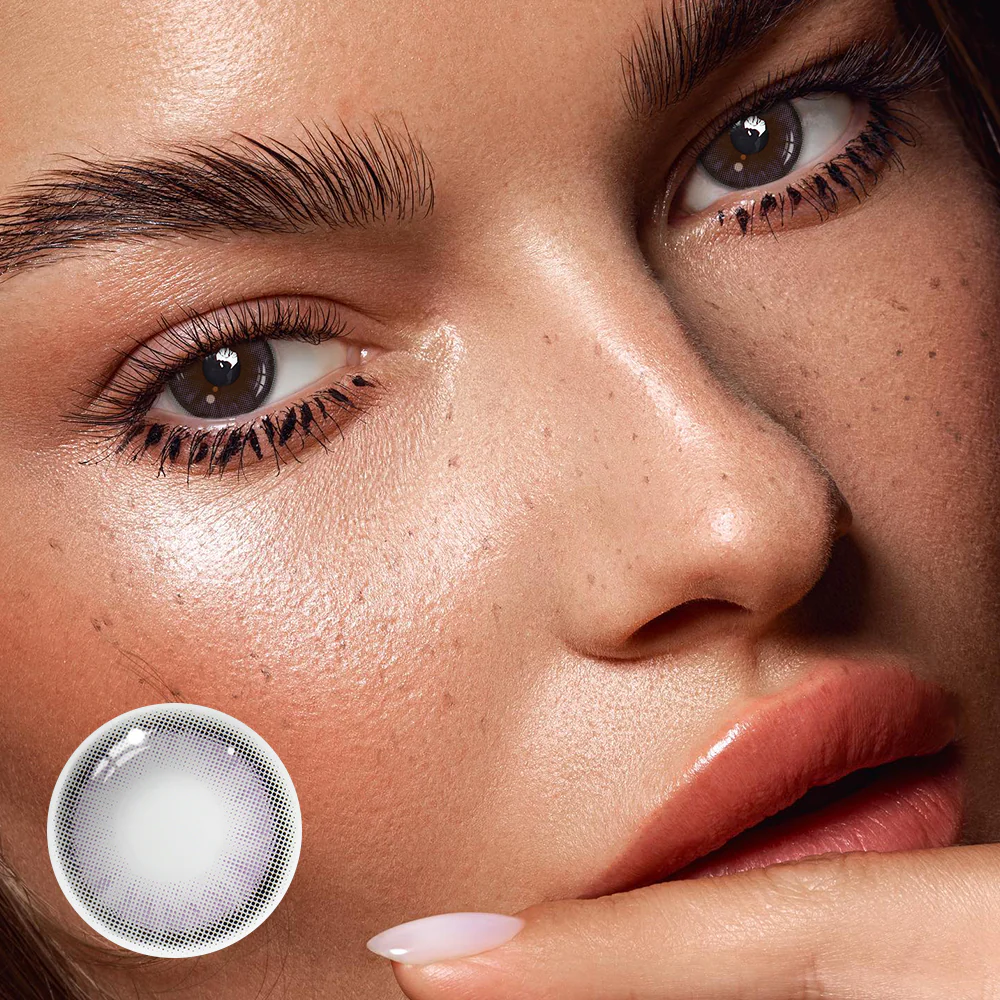 Hinata Fresh Gray Prescription Colored Contact Lenses - Roseibase