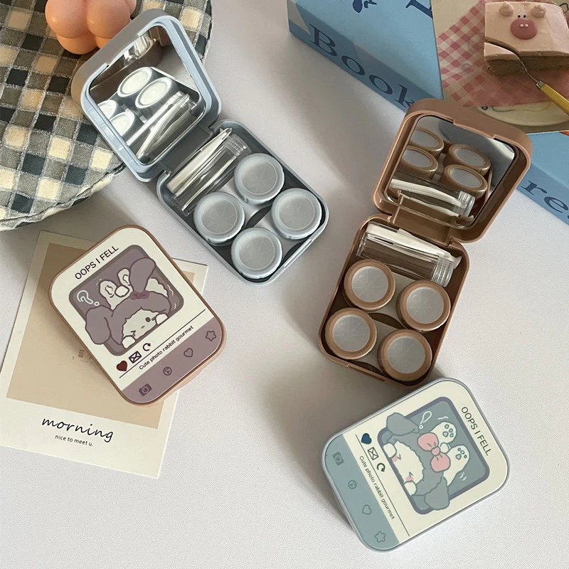 INS Niche Cute Illustration Colored Contact Lens Case - Roseibase