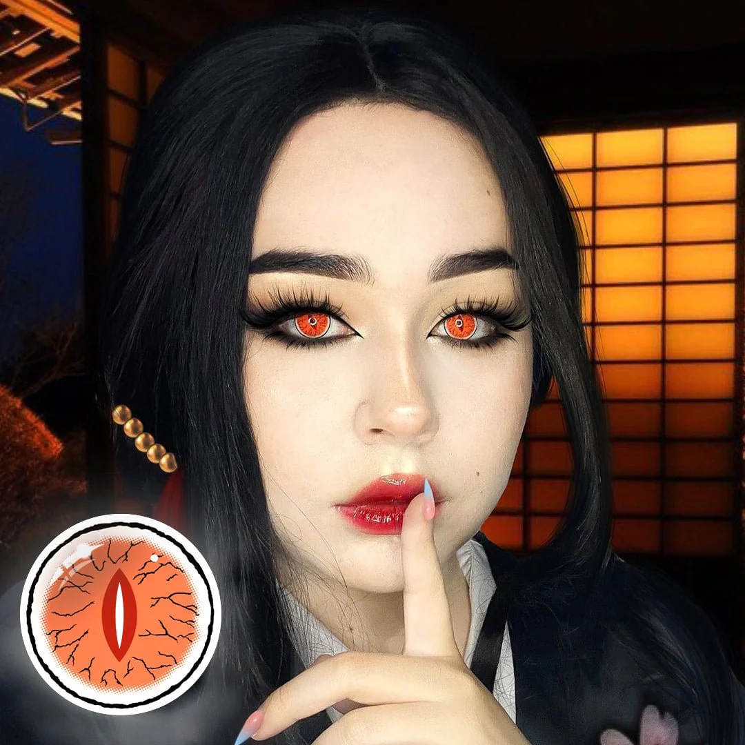 Cosplay Demon Slayer Kibutsuji Muzan Red Colored Contact Lenses - Roseibase