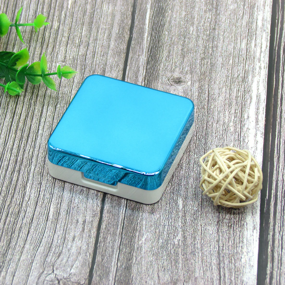 Electroplated Square Multicolor Colored Contact Lens Case - Roseibase