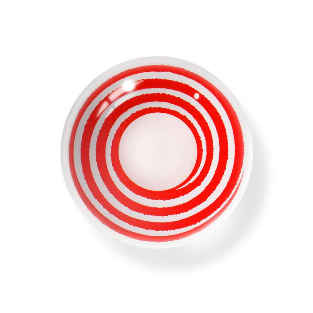 Cosplay Circle Line Curl Red White Colored Contact Lenses - Roseibase
