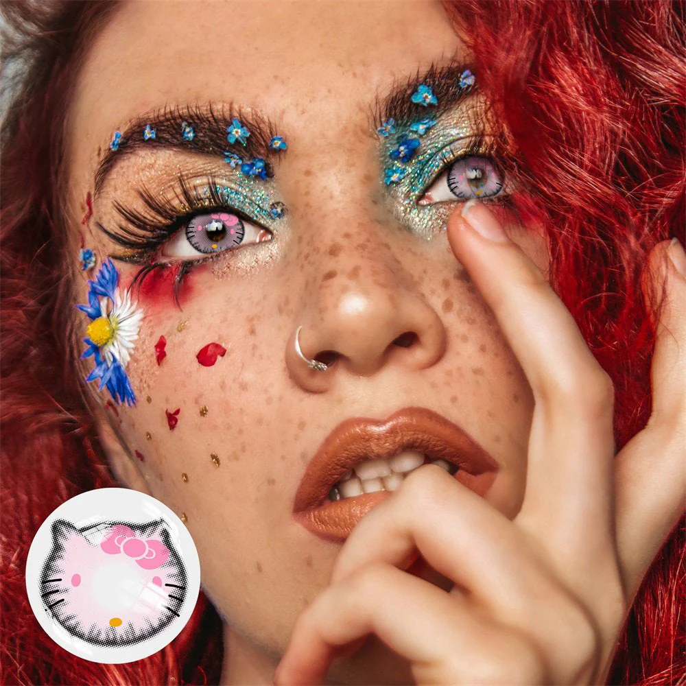 Cosplay Sweet Kitty Pink Colored Contact Lenses - Roseibase