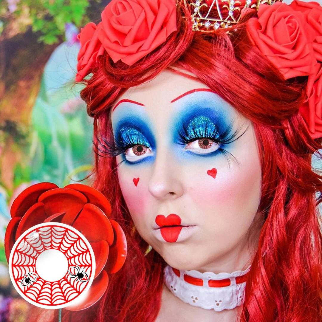 Halloween Spider Web Red Contact Lenses - Roseibase