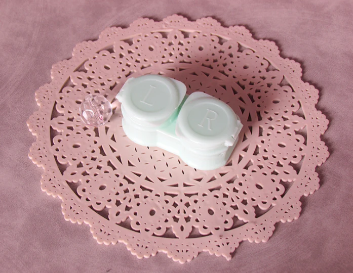 Macaroon flip cover Colored Contact Lens Case - Roseibase
