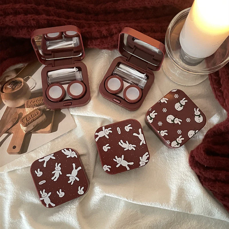 INS Niche Design Wine Red Colored Contact Lenses Case - Roseibase