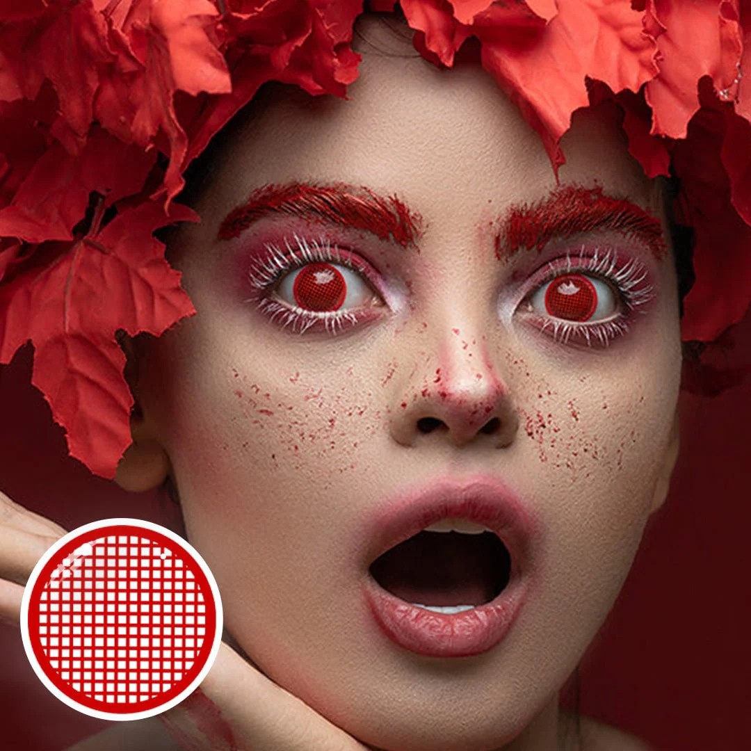 Halloween Red Mesh Colored Contact Lenses - Roseibase