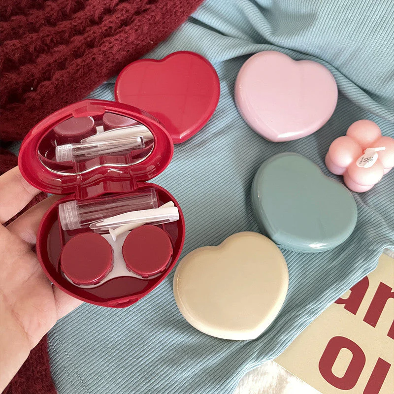 Candy Heart Colored Contact Lens Case - Roseibase