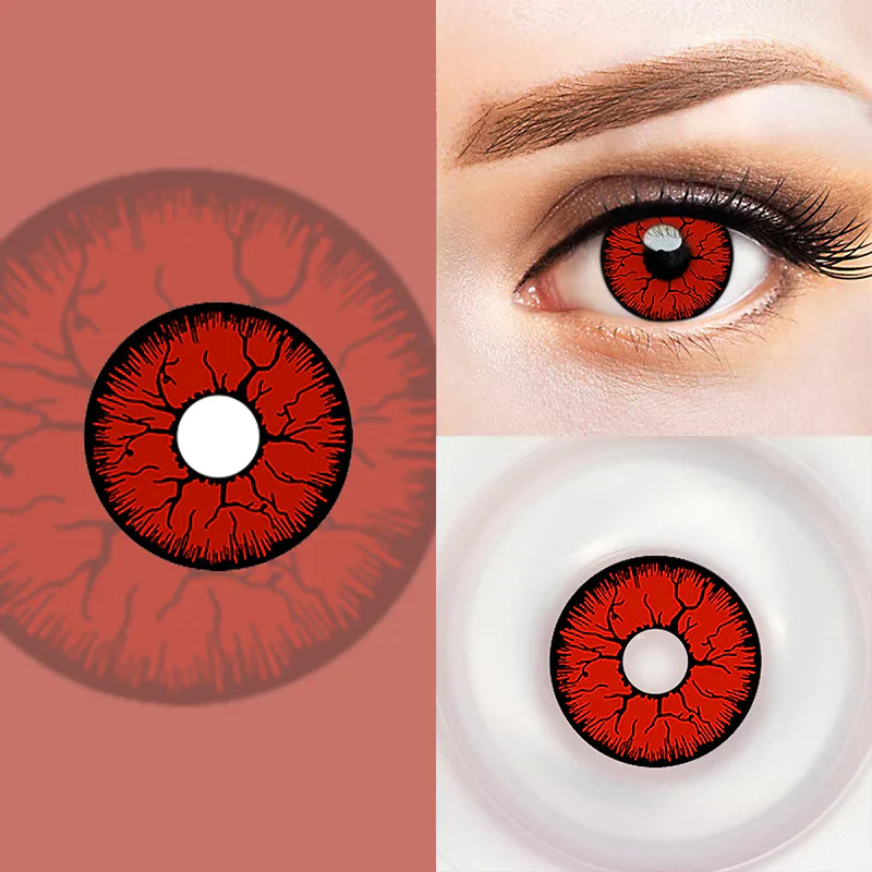 Cosplay Crack Red Colored Contact Lenses - Roseibase