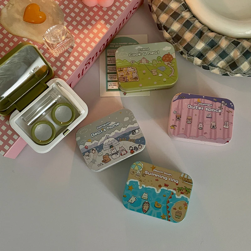 Cute Cartoon Simple Colored Contact Lens Case - Roseibase